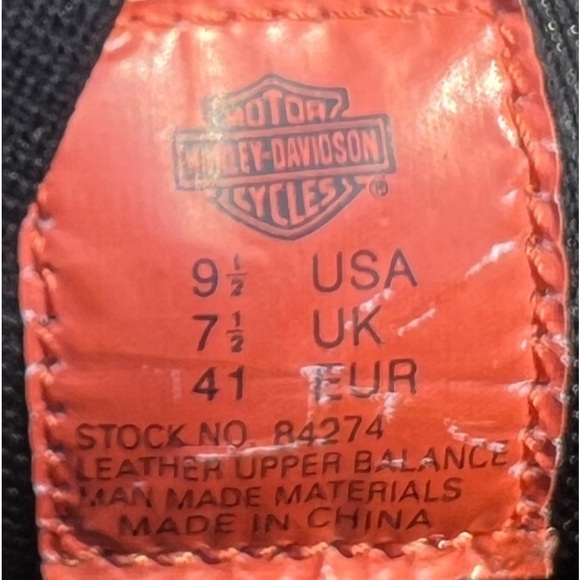 HARLEY DAVIDSON LEATHER LACEUP BLACK BOOTS WITH SIDE ZIPPER SIZE 9.5. 2” HEEL - Picture 3 of 9